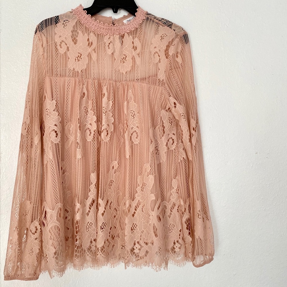 Skylar & Jade Pink Lace Blouse